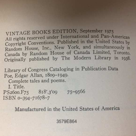 OLD EDITION Edgar Allen Poe Complete Tales & Poems - Picture 6 of 7